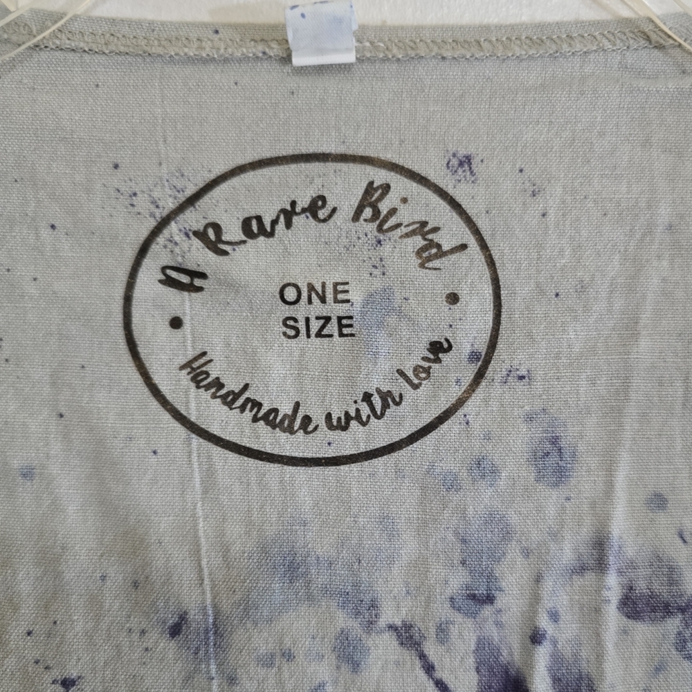 A Rare Bird Flyaway Duster Kimono One Size Gray Black Spatter Ombre Aztec Back - Picture 3 of 8